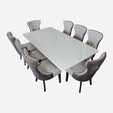 2.1M Rectangle Marble Dining Table Set MT-887-G + DC8282-1 + DC8282